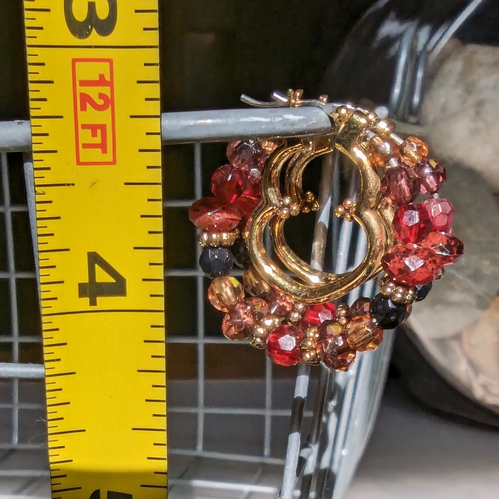 Beaded gold hoop earrings